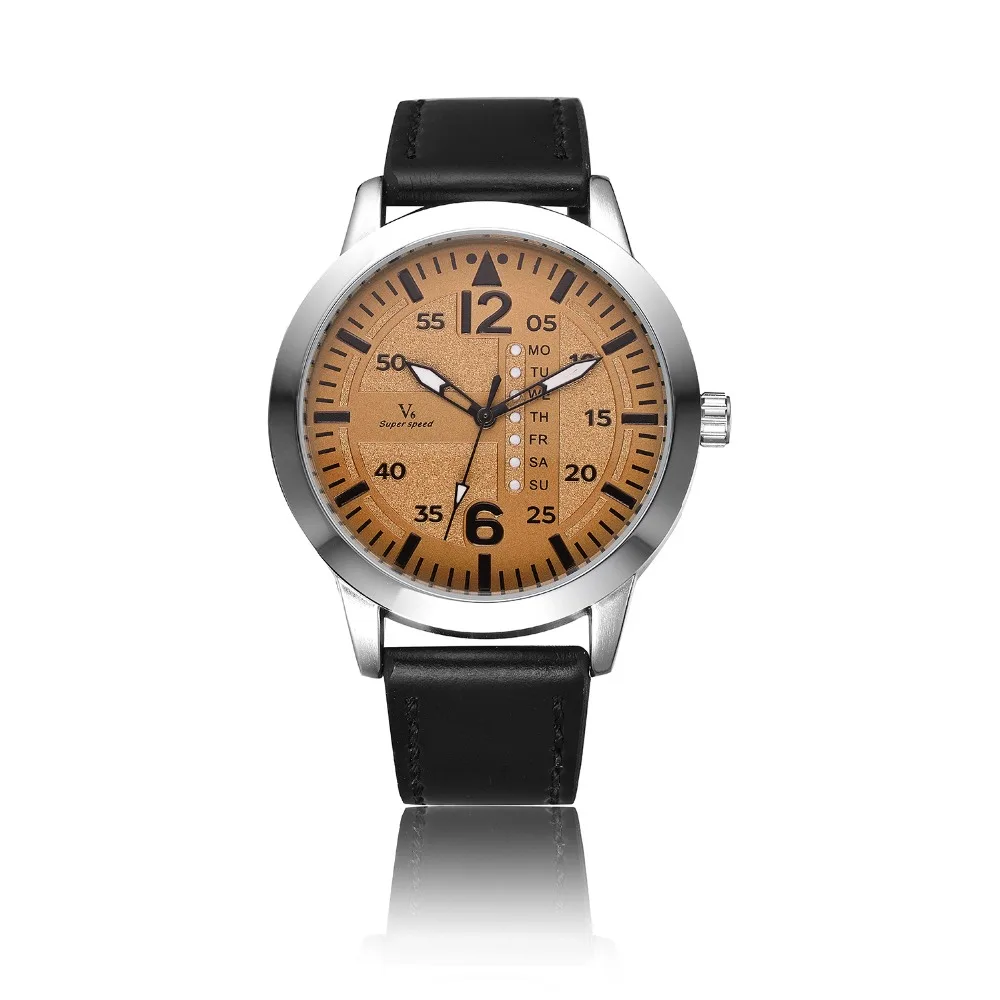 

Fashion V6 Brand Wristwatches Clock Male Silicone Band Big Dial Quartz Watch Sport Men's Water Proof Watches Relojes Hombre 2018