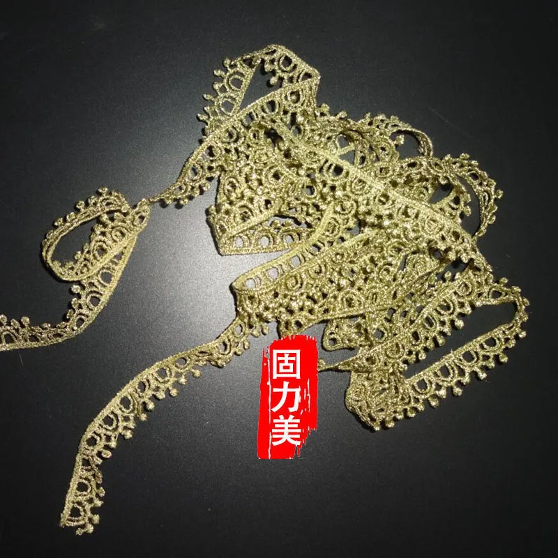 

5 yards Gold silver Water Soluble European Embroidery Lace Trim Clothes Skirts Decoration Fabric Lace