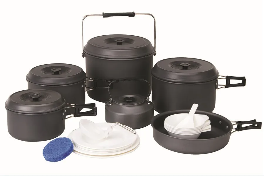 Bulin 12 Person Travel Pots Set Large Capacity Lightweight Camping Pots