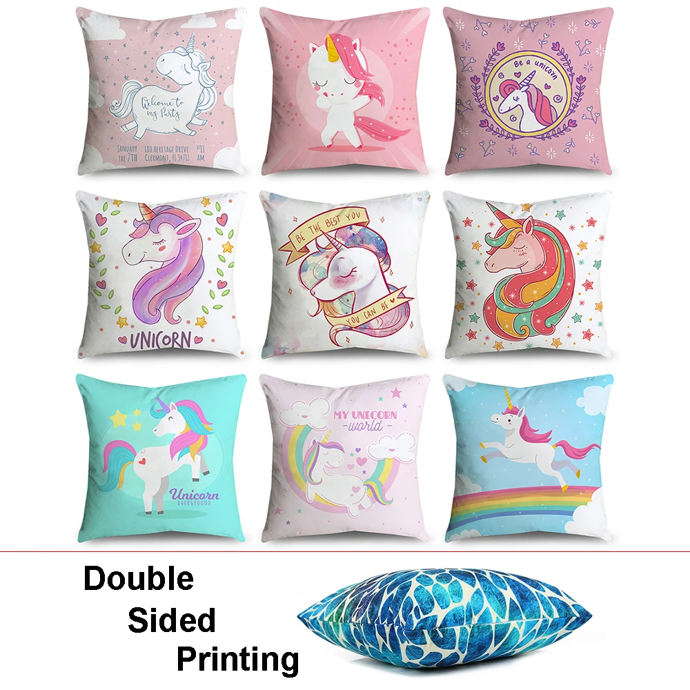 Double Sided Printing Dabbing Unicorn Pillow Case Throw Pillows
