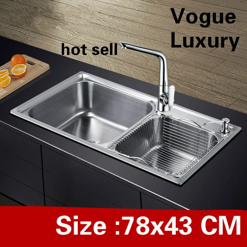Free shipping Apartment kitchen double groove sink do the dishes high