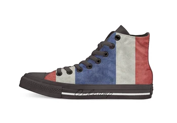 

Flag of France vintage retro style High Top Canvas Shoes Flat Casual Custom Unisex Sneaker Drop Shipping