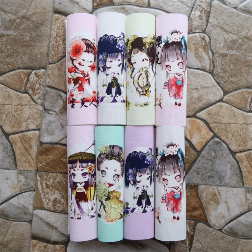 

1PCS Lovely Kimono Girls Printed Hand Dyed Cotton Linen Fabric Telas Sewing DIY Patchwork Hand Embroidery Quilting Bags Tecido