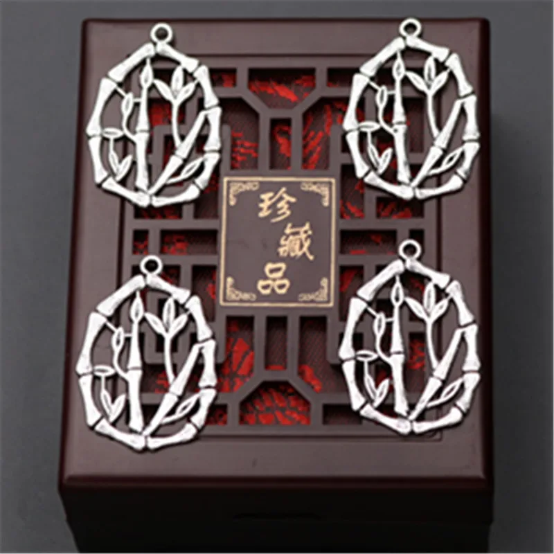 

WKOUD 10pcs Silver Color Arrow Bamboo Glamour Vintage Earring Necklace DIY Metal Hollow Round Jewelry Alloy Pendants A960