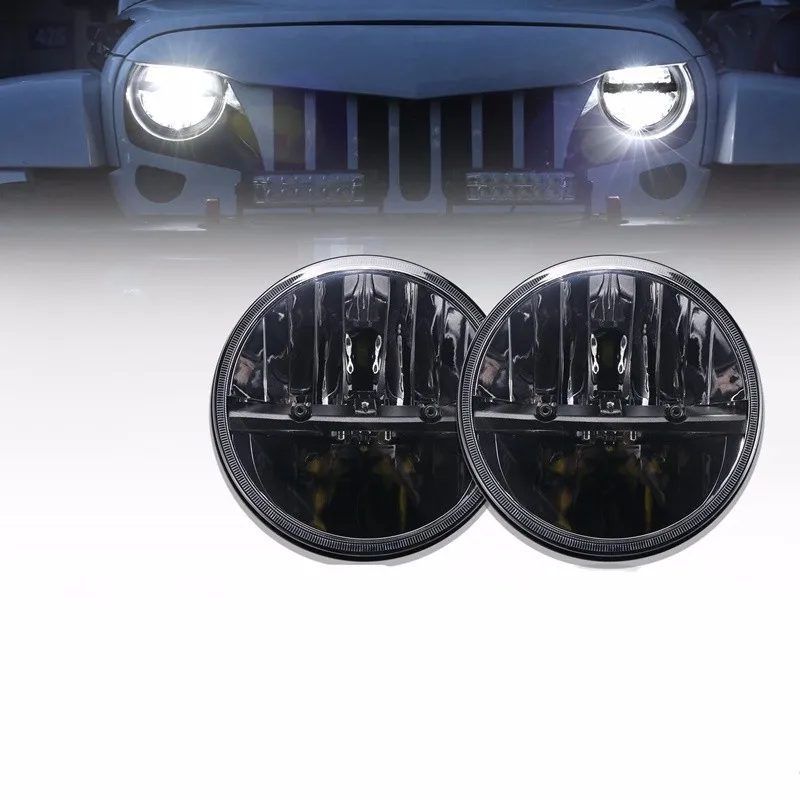 40W Round 7inch Hi  Low LED Headlights for 1997-2016 Jeep Wrangler JK Sahara Rubicon TJ