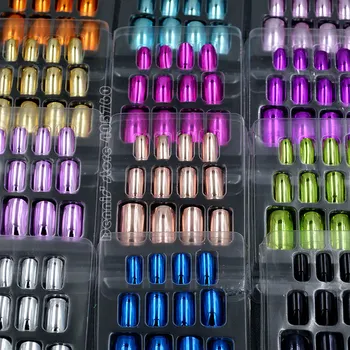 

144 pcs Glitter Shinny Plastic 12 Metallic Colors False Nail Tips Finger Extension Manicure DIY Set with Glue