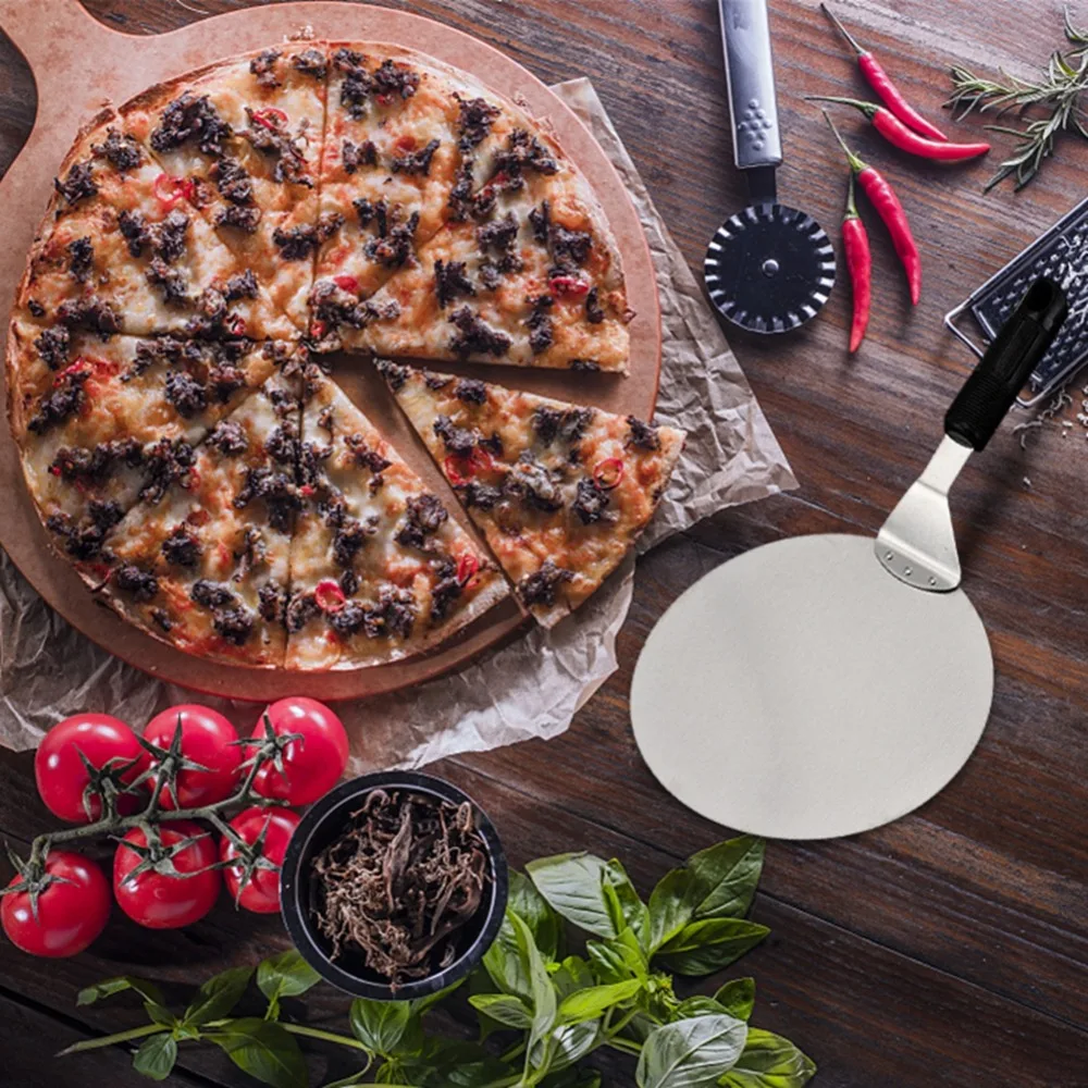 kitchen Tools Stainless Steel Pizza Peel Shovel with Wooden Handle Cake Shovel Baking Tools Cheese Pizza Shovels Keukenhulpjes (1)