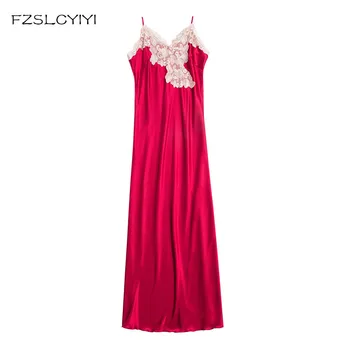 

FZSLCYIYI Sexy Lingerie Sleepwear 2019 New Spinning Ladies Sexy Summer Gecelik Dress With Straps Long Style Home Service Clothes
