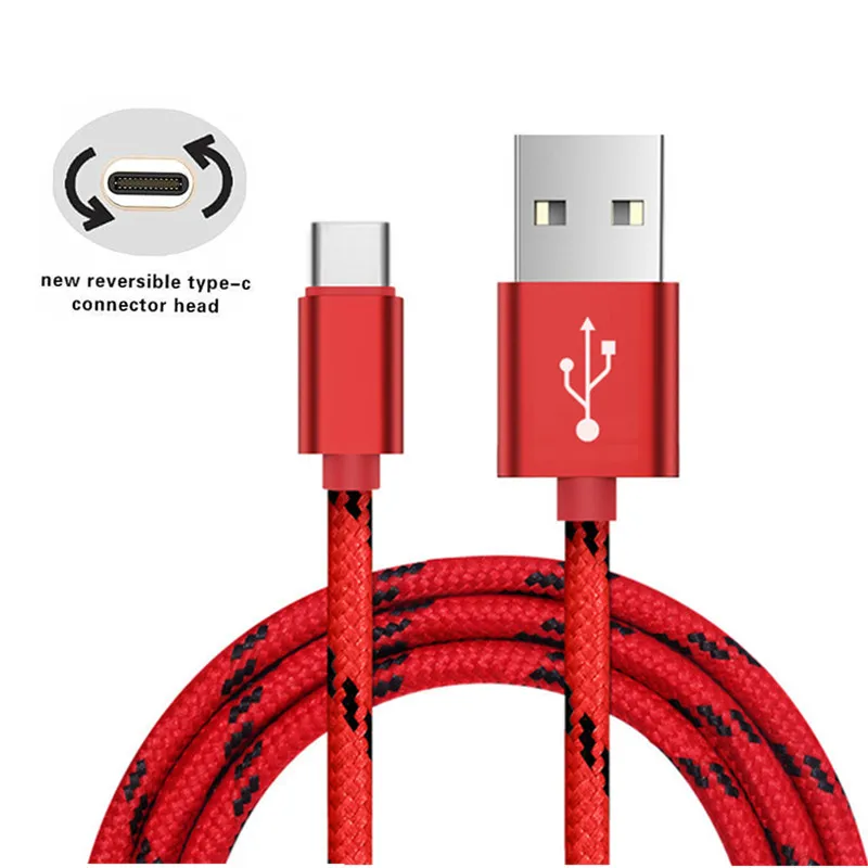 Кабель usb type-C длиной 0,2 м/1 м/2 м/3 м, быстрая зарядка для huawei honnor v20 10 9 8 Moto G6 Z Z2 Play Z3 Wileyfox Swift 2 Plus - Цвет: Красный