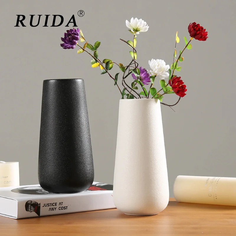 

RUIDA Modern Fashion Vase DIY Craft Accessory Home Garden Room Study Hallway Home Wedding Decoration Ceramic Vase Flower Basket