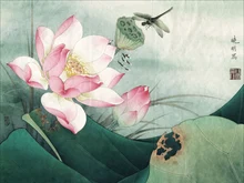 landscape canvas painting pastoral traditional Chinese painting in elaborate style dragonflies with lotus flowers mural prints top traditional chinese painting canvas prints dunhuang cave painting bodhisattva leading a lady donor towards the pure lands