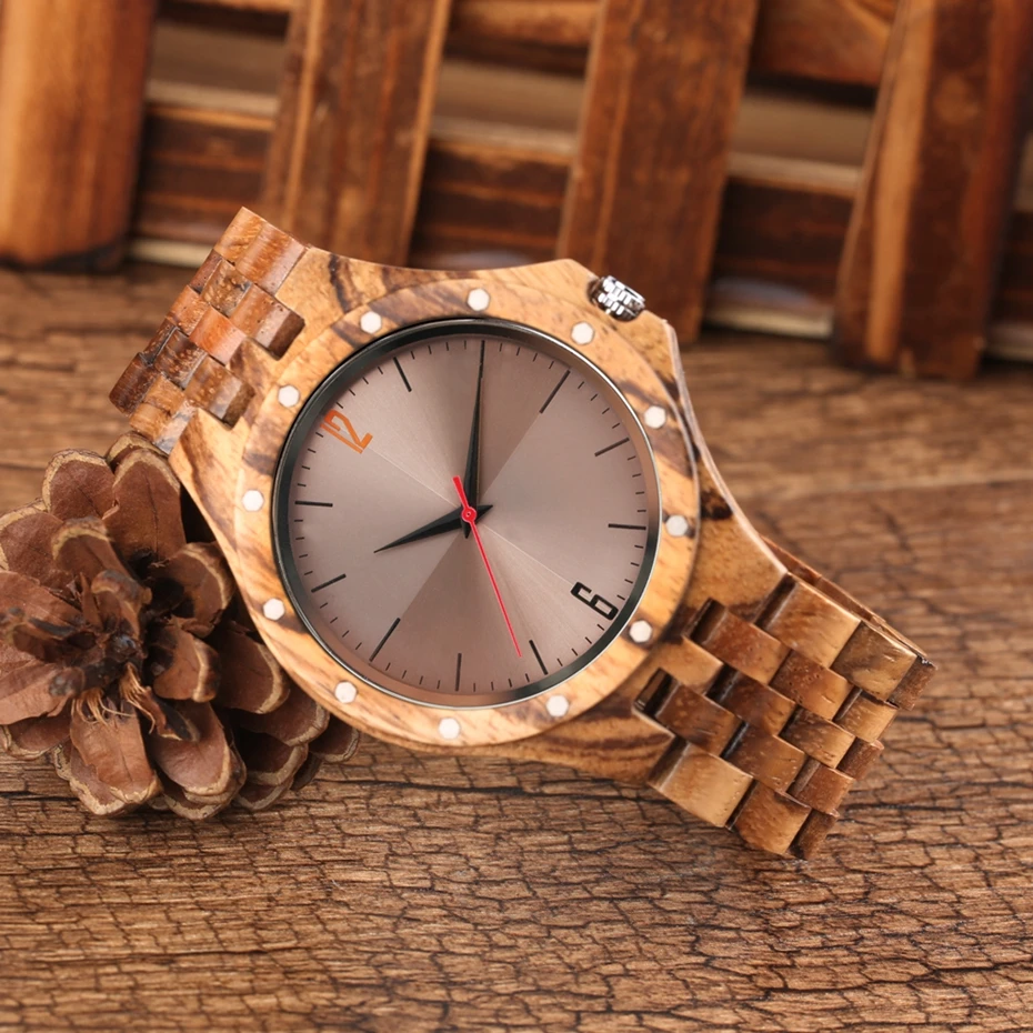 Retro Zebra Wooden Watches Quartz Watches Men Unique Smooth Dial Silver Rivets Full Wood Wrist Watches Fashion Simple Man Clock 2021 (8)