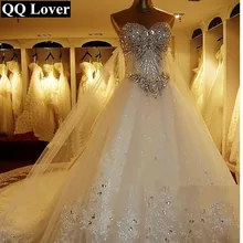 Новое роскошное свадебное платье с большим шлейфом сексуальное свадебное платье с кристаллами и бисером на заказ размера плюс свадебное платье