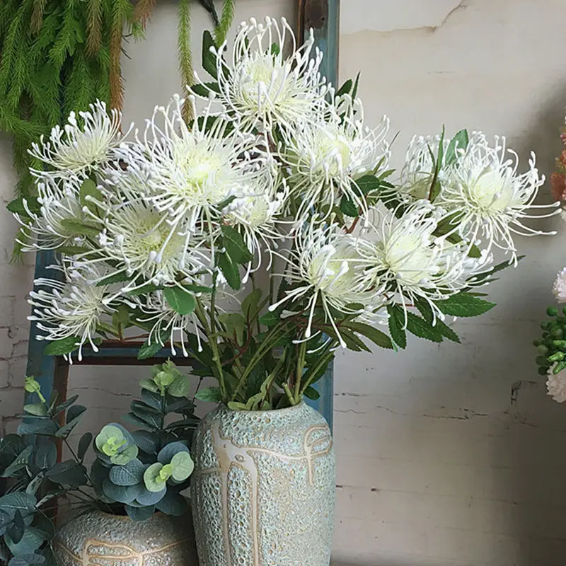 3Heads/branch Leucospermum Artificial Flowers for Wedding decoration flores artificiales plastic fake flowers fleur artificielle 3Heads/branch Leucospermum Artificial Flowers for Wedding decoration flores artificiales plastic fake flowers fleur artificielle