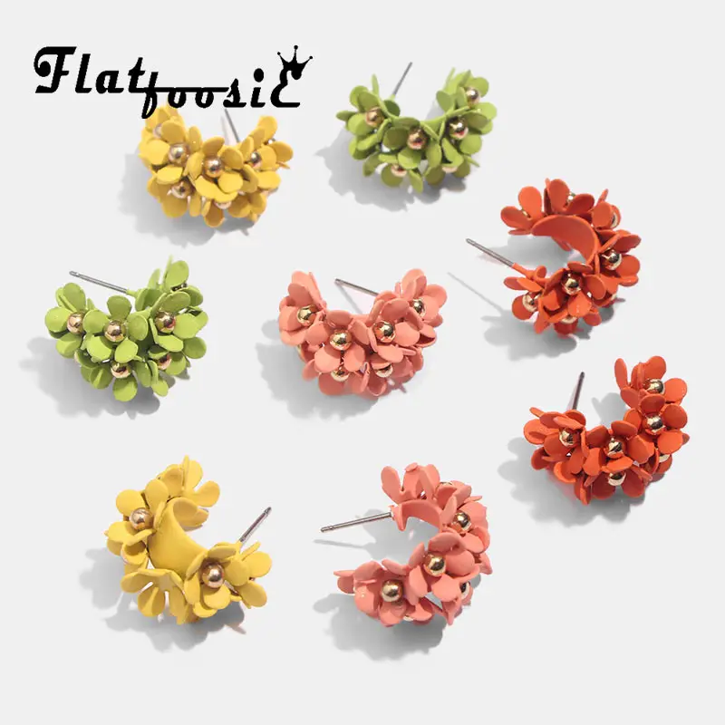 

Flatfoosie 2019 Fashion Beaded Flower Plant Stud Earrings For Women Wedding Party Bohemian Trendy Girls Gift Statement Earrings