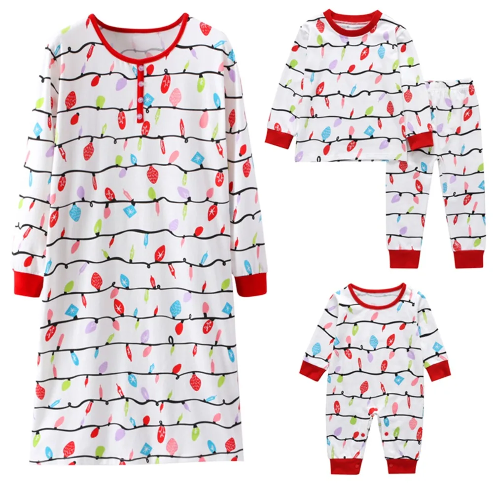 Зимние Семейные комплекты для мамы, ночная рубашка для дочери ночное женское платье Детская футболка и штаны для малышей, комбинезон, Пижама