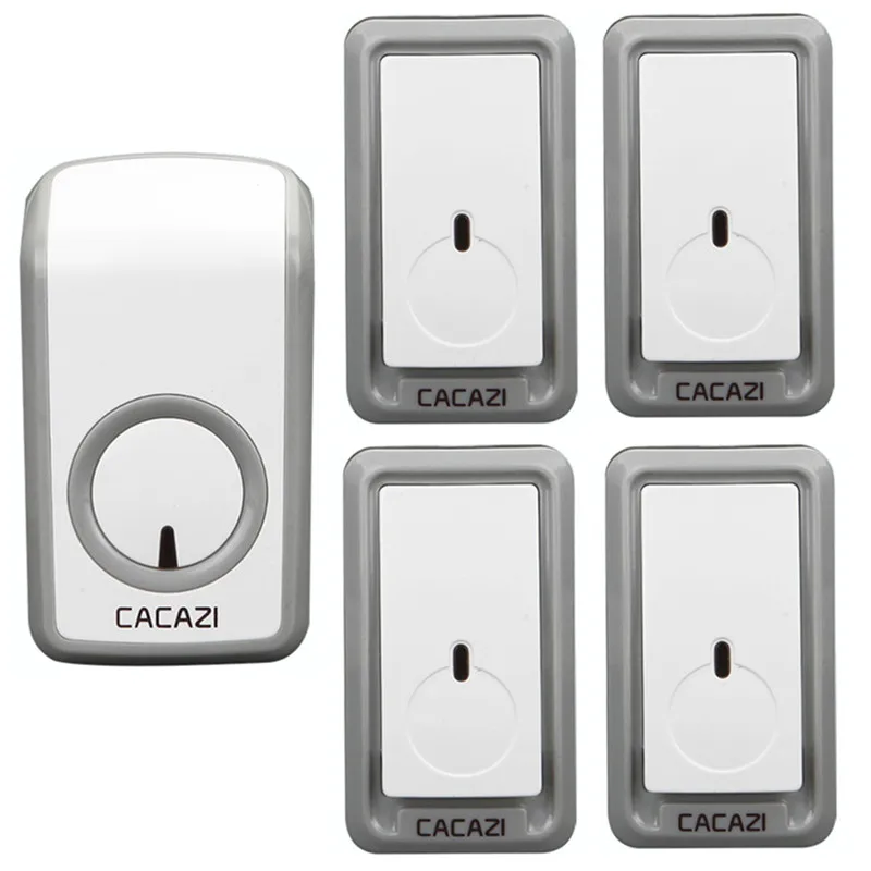 

CACAZI Wireless Doorbell Waterproof 350M Remote 4 Battery Button 1 Receiver Home Cordless Bell US EU Plug 48 Chime 6 Volume