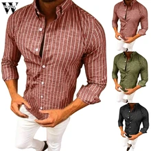 Womail Мужская рубашка, лето, формальные модные рубашки, деловая рубашка с принтом, длинный рукав, пуговицы, приталенные, вечерние, M528