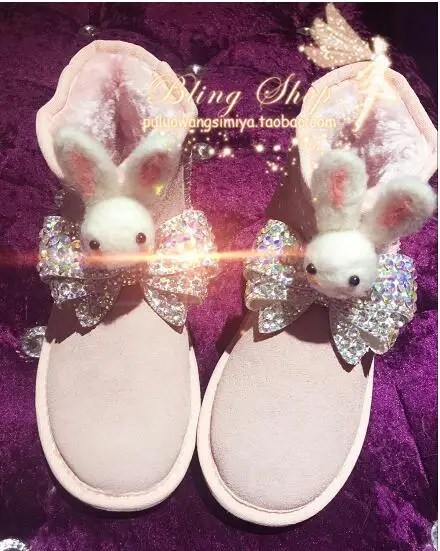 

High-tube heavy embroidery embroidered peacock flower leather pink flat bottom increased female snow boots cotton boots