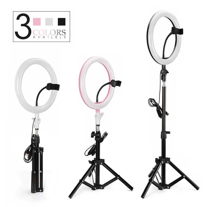

New LED Selfie Ring Light 10"26cm Photography Lamp Dimmable Photo Studio Light with USB&Tripod Stand For Makeup Youtube Video