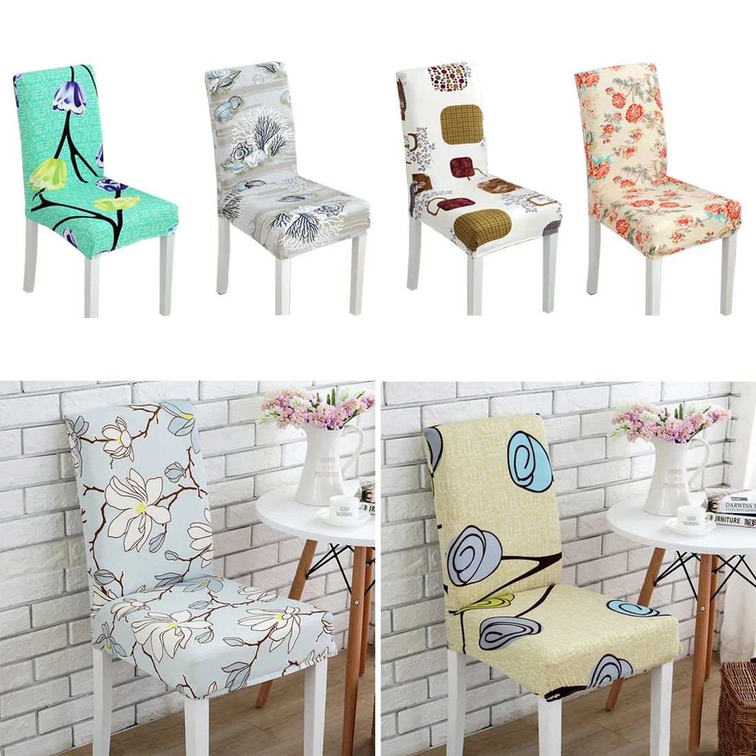 Flower Printing Removable Chair Cover Big Elastic Slipcover Modern