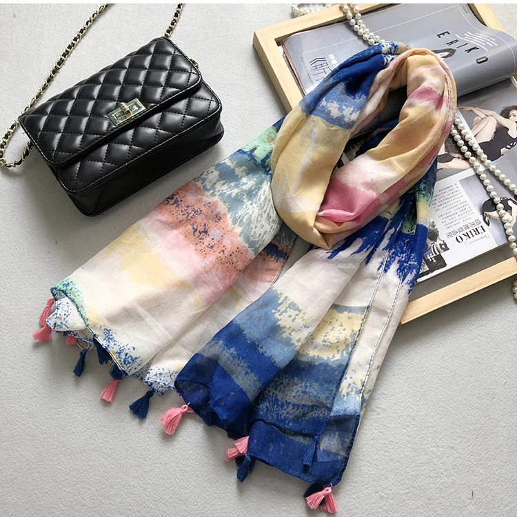 Marte& Joven весна осень галстук краситель шарф для женщин Красочные лоскутное большой размер теплые шали пашмины дамы длинные обертывания хиджаб