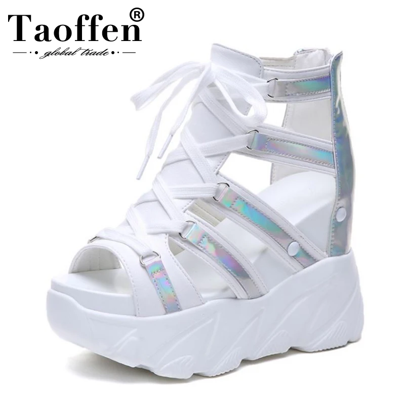 

Taoffen 2019 New Party High Heel Shoes Women Summer Fashion Zipper Sandals High Quality Daily Shoes Women Footwear Size 34-39