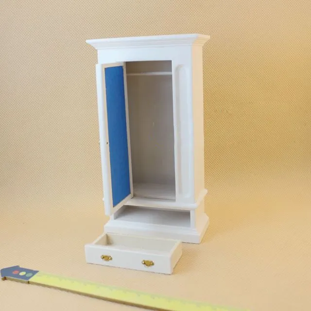 G05-X4594 الأطفال طفل هدية لعبة 1:12 دمية مصغرة الأثاث مصغرة rement البسيطة خشبية خزانة ملابس مع مرآة 1 قطع