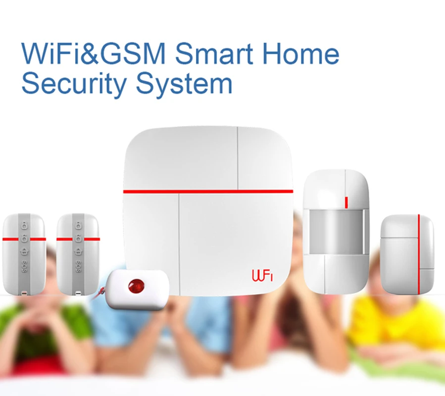 

Wireless Home Security Burglar Alarm System Kits WIFI GSM Dual-network 3G GPRS Android IOS APP 433Mhz Sensor Remote Control