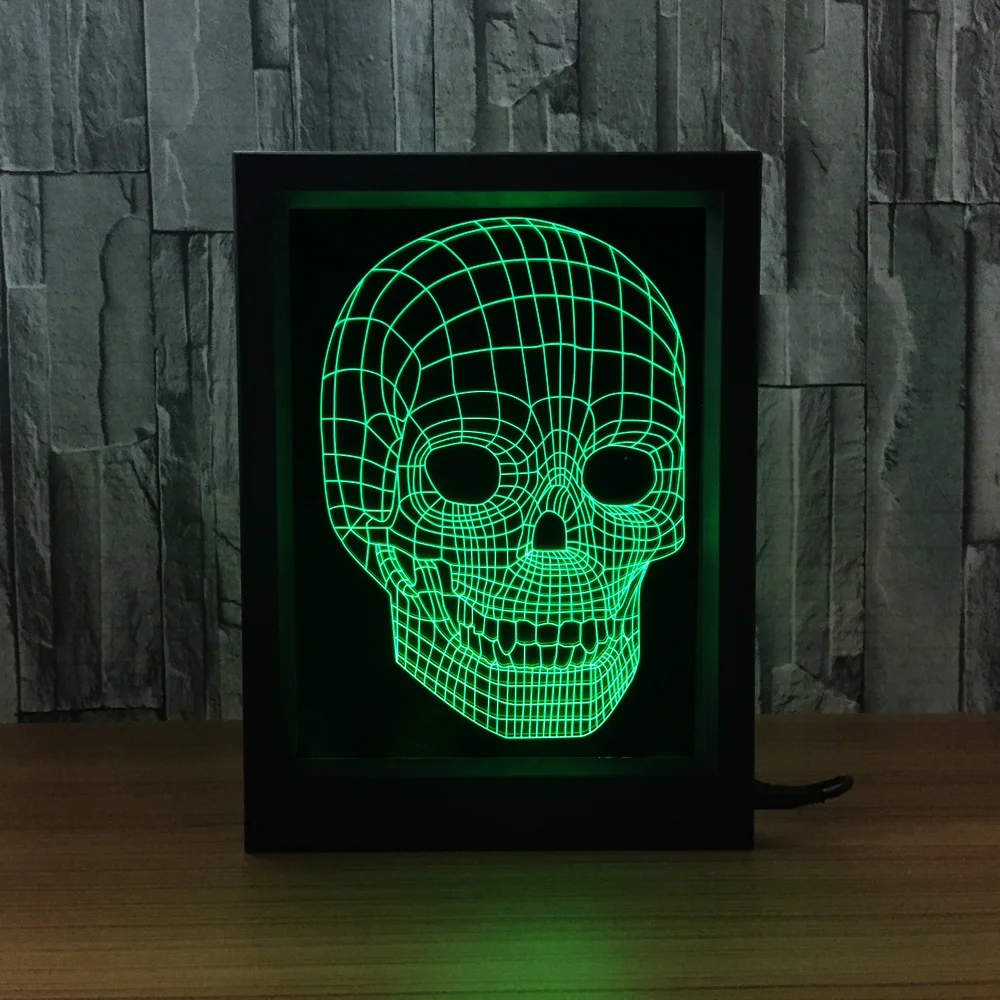 Tech Skeleton Fashion Creative 3D Table Lamp with photo frame Lend Stereo visual smart home Decoration Ambient Acrylic Frame A33 | Игрушки и