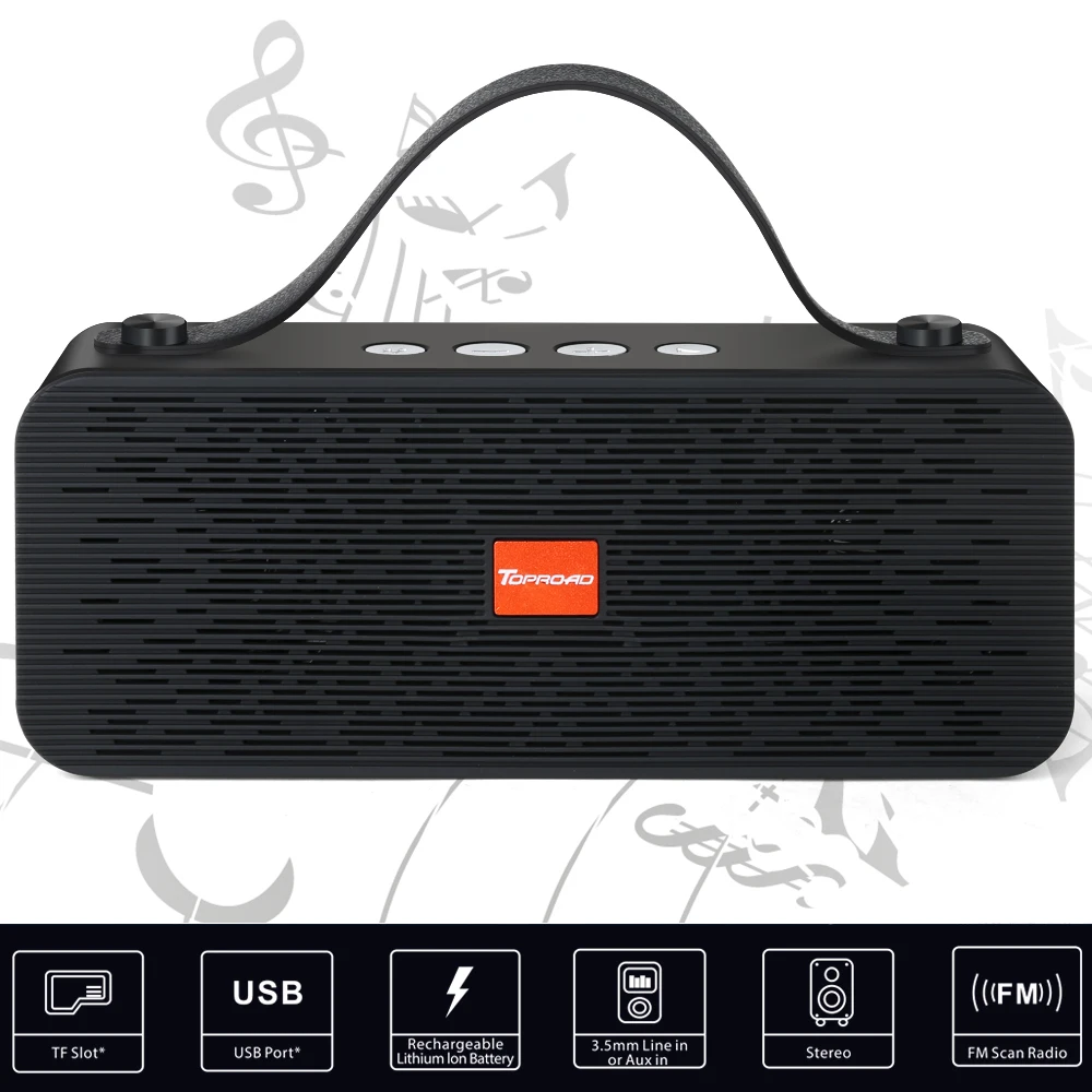 Портативная Hi Fi bluetooth колонка TOPROAD беспроводная стереозвуковая коробка уличная с