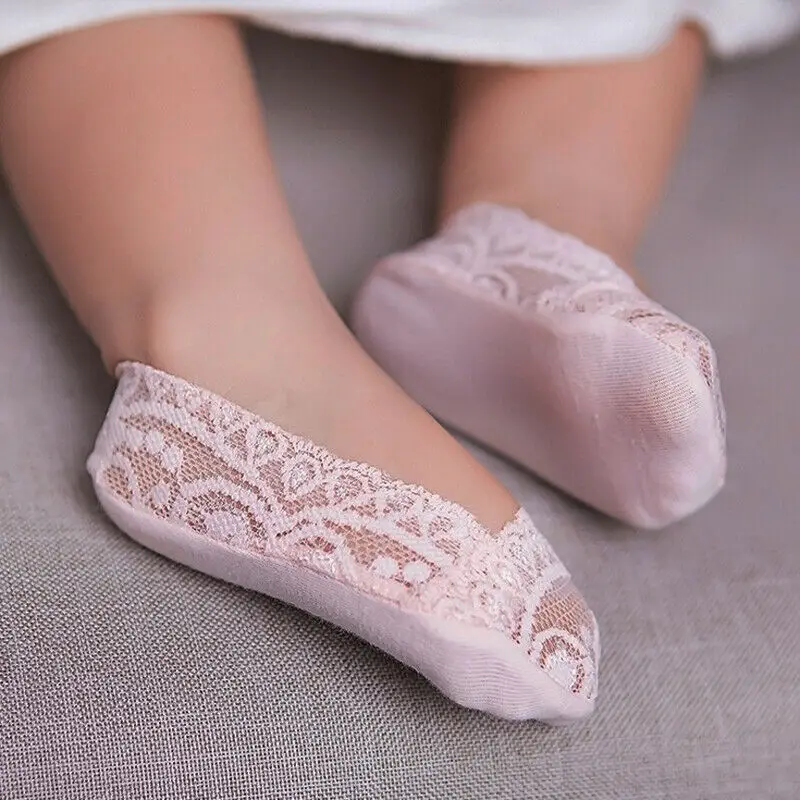 Pudcoco/ г. носки до щиколотки для новорожденных девочек, летние однотонные дышащие неглубокие мягкие носки принцессы с кружевом для маленьких детей - Цвет: Розовый