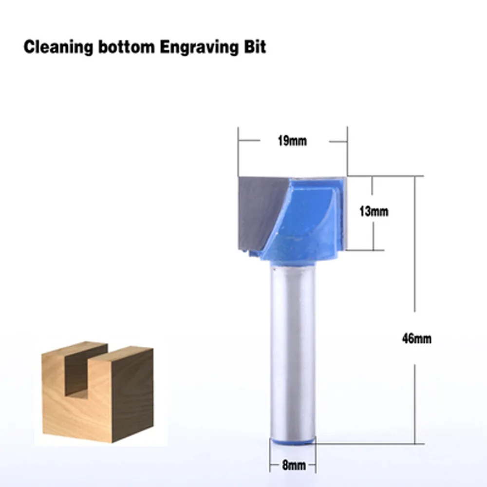 1 шт. 8 мм хвостовик очистки нижней гравировки бит твердосплавные фреза Деревообрабатывающие инструменты ЧПУ фреза Концевая фреза для дерева - Длина режущей кромки: 19 мм