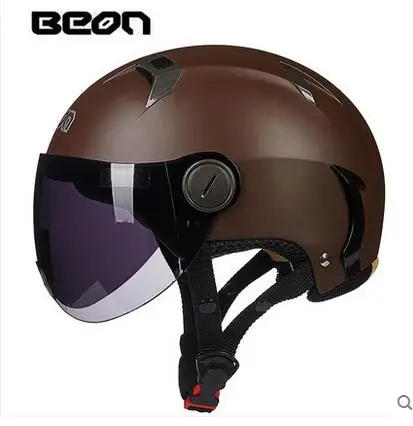 Capacete moto cross открытый шлем для мужчин и женщин, BEON 102 moto rcycle moto электрический велосипедный защитный шлем scoote dirt bike - Цвет: brown