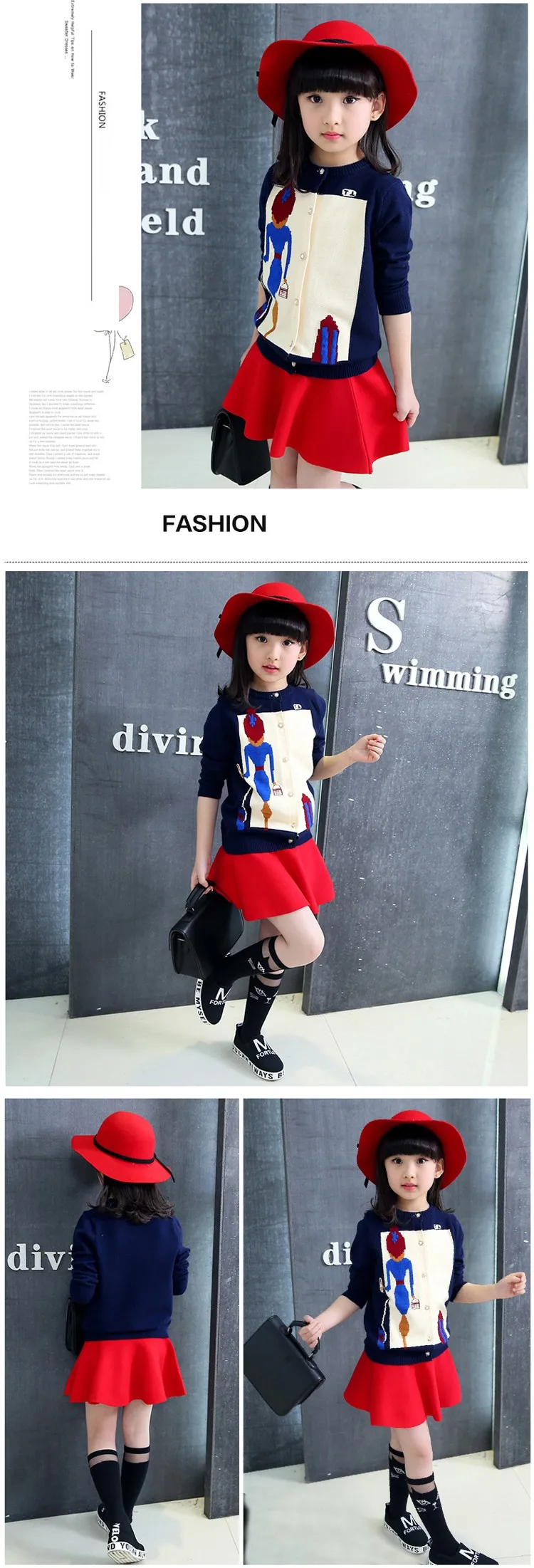 character knitting girls cardigan sweater kids red black long sleeve knitted girls sweater jacket winter autumn 2016 girls tops clothes 6 7 8 9 10 11 12 13 14 15 16 years old big little teenage girls knitted sweater clothing (7)
