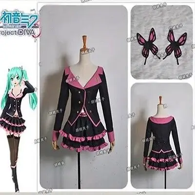 

Vocaloid F Sweet Devil MIKU Cosplay Costume Black Uniform Dress Skirt Full Set Free Shipping