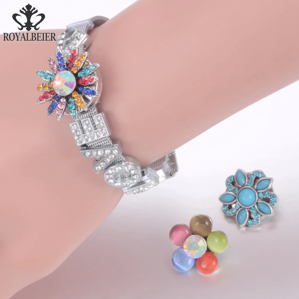 Браслет для женщин Royalbeier 12 шт./лот Микс 18 мм цветной с кнопками|bracelet jewelry|diy braceletsnap