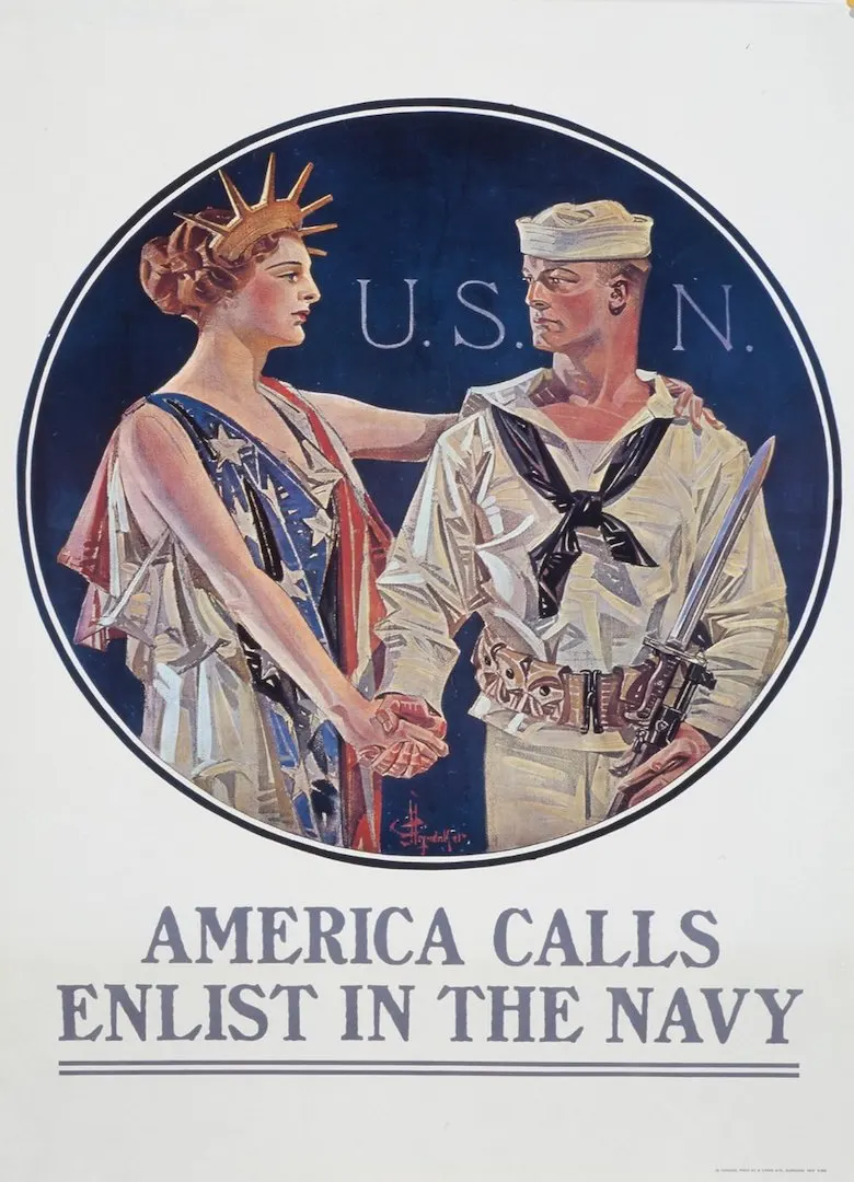 Винтажный 1910s США WW1 рекламный постер я хочу чтобы вы в морском стиле классические