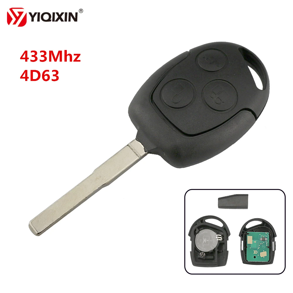 

YIQIXIN Remote Car Key 3 Button 433Mhz 4D63 Carbon Transponder Chip For Ford Focus Fiesta Fusion C-Max S-Max For Mondeo Galaxy