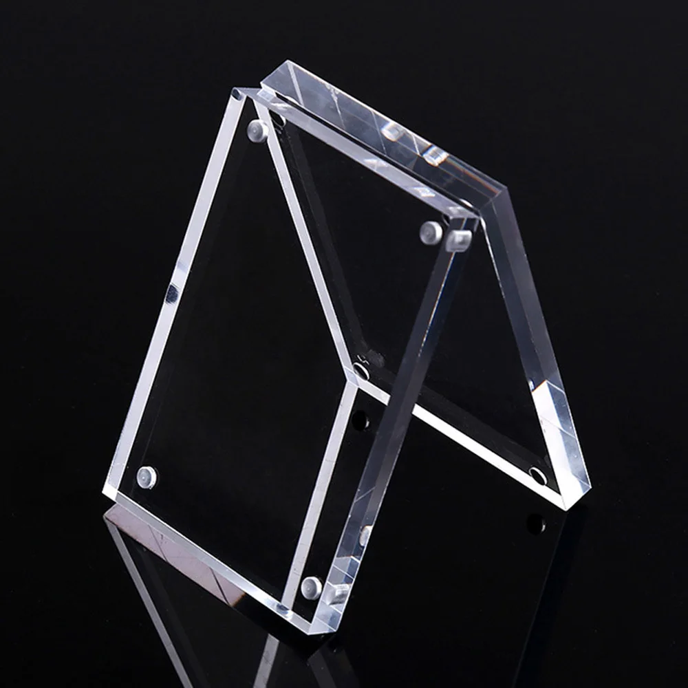 

1pcs Transparent Acrylic Picture Frame Small Freestanding Clear Acrylic Magnetic Picture Photo Frame Business Card 5 Sizes