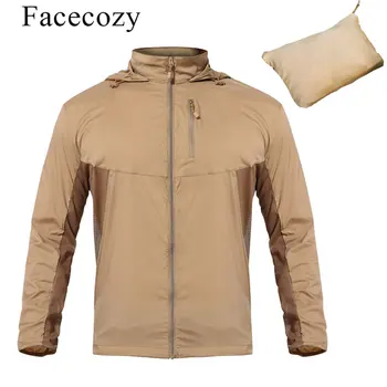 

Facecozy Men Outdoor Hiking Jacket Waterproof UV Protection Windproof Coat Hat Detachable Trekking Climbing Breathable Jacket