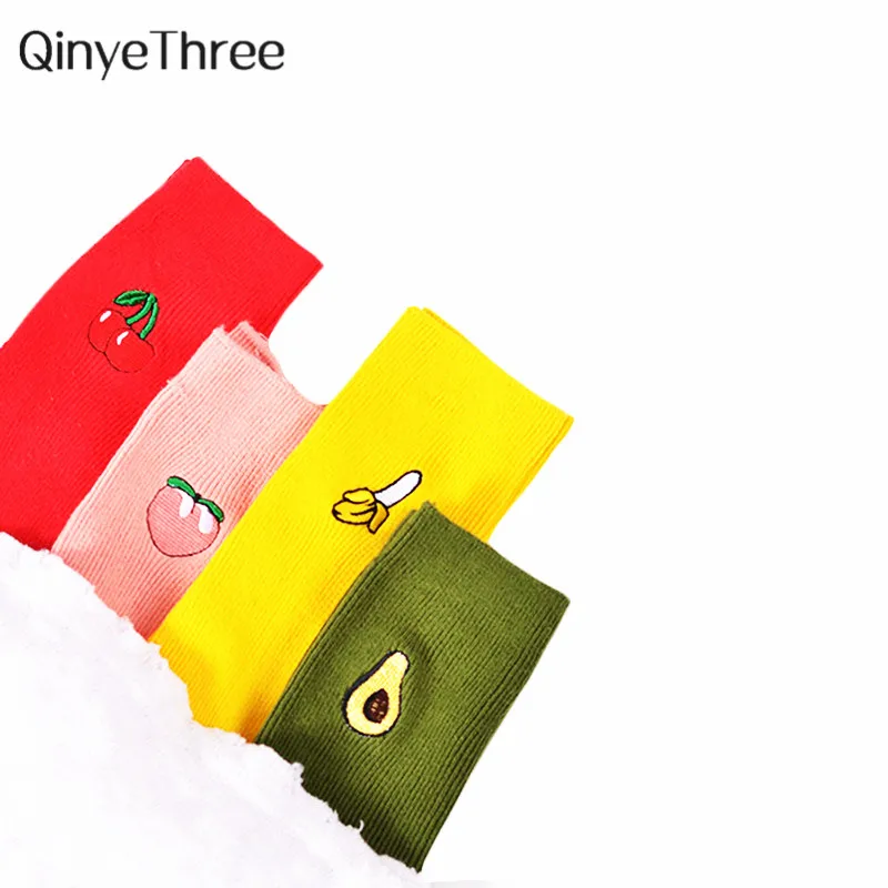 2018 Cotton Cute Fruit Print Women’s Socks Meias Retro Embroidery Long Colorful Funny Socks Women Girls Multicolor Sock