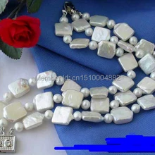 Shitou 00355 3ROW " 10 ММ БЕЛЫЙ КРУГЛЫЙ КВАДРАТ ПРЕСНОВОДНЫЕ ПЕРЛЫ BRACELt