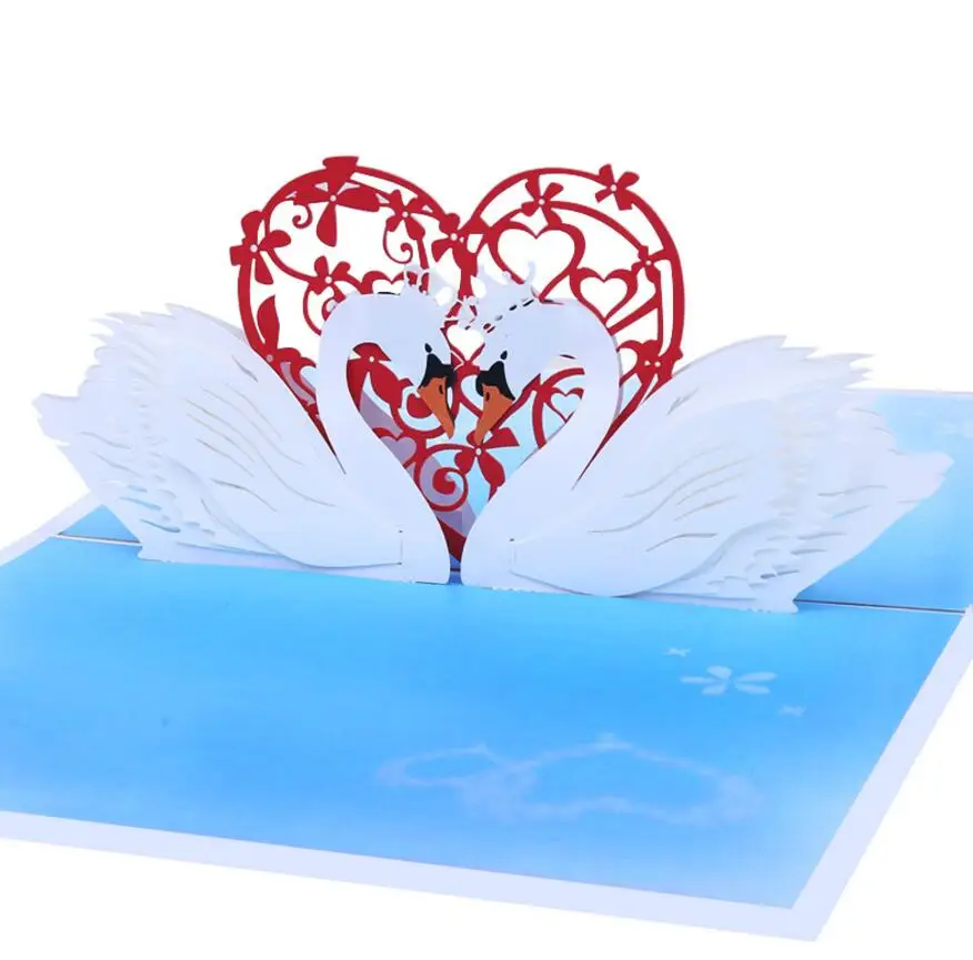3D Folding Card/Gift Card/Congratulations Card Swans/Wedding 