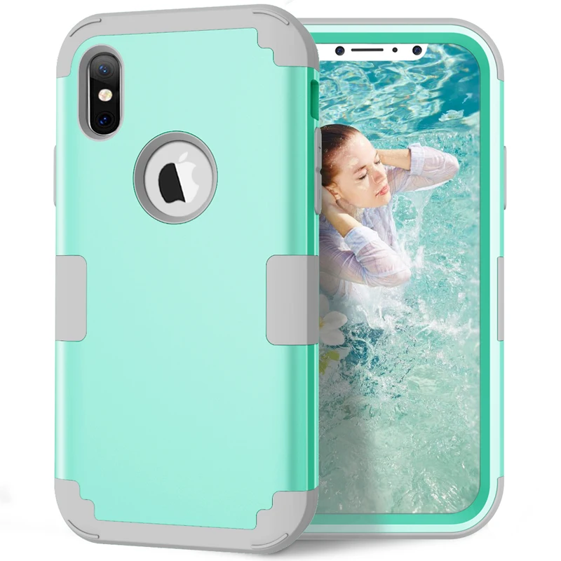 

For iPhone X XS XR Back Case Safe Shockproof Silicone PC Phone Shell Cover for Apple iPhone XS Max 3 in 1 Full Protective Case