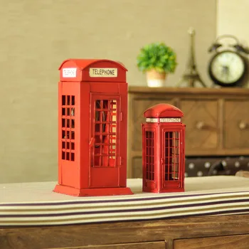 

XXXG Retro British phone booth bookcase wine piggy room floor decor decoration photography props European style The retro phone