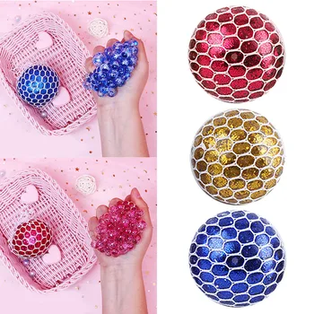 

Besegad Fun Soft Anti-Stress Ball Squishy Grape Mesh Stress Balls Sensory Squeeze Relieve Pressure Balls Decompression Hand Toy