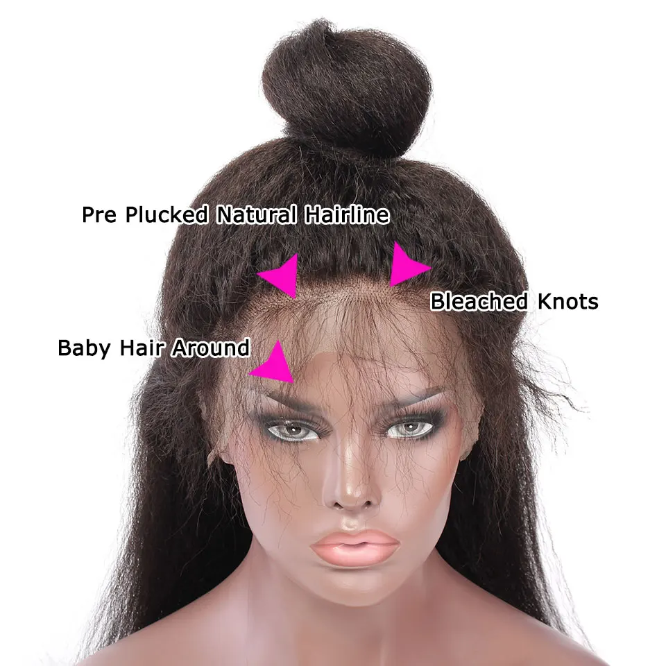 YVONNE 360 синтетический фронтальный парик предварительно сорвал с волосами младенца девственницы курчавые прямые парики для черных женщин натурального цвета
