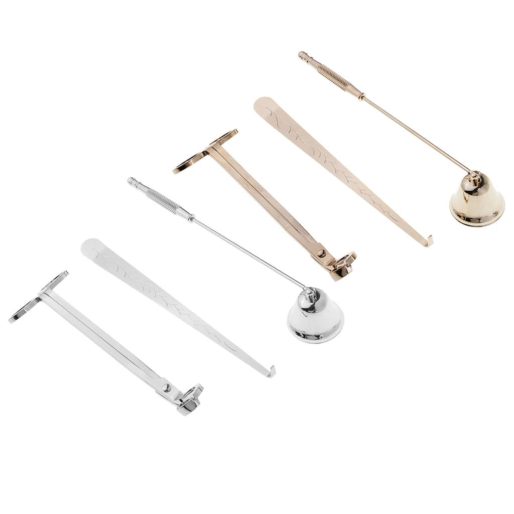 

6 Pieces / 2 Set Silver Golden Tone Candle Snuffer Candle Accessory Set, Stainless Steel Candle Snuffers (Silver Golden)