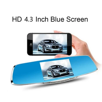 

New 4.3 inch Car DVR dual lens rearview mirror car camera recorder Video with two cameras dashcam camcorder high quality